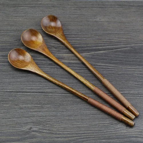 Vista 2 de Cucharas pequeñas de madera, cucharas pequeñas para sopa cucharas de servir, cucharadita de madera para café, té, mermelada, sales de baño, postre