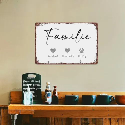 Vista 5 de SXUZUSF Family Idea Family Picture Poster Retro Tin Metal Sign For Home Room Hallway Bathroom Office Wall Decoration Size Is 12x8 Inch