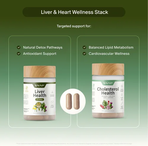Vista 7 de Snap Supplements Paquete de suplementos para la salud del hígado y desintoxicación y salud del colesterol, apoya la salud del corazón, hígado