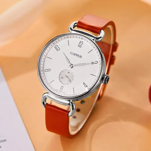 Vista 5 de SURVAN WatchDesigner Watches for Women Swiss-Quartz Fashion Wrist Watch for Women Sapphire Mirror 18k Yellow Gold Ion-Plated Stainless Steel Case