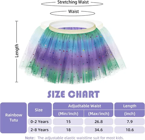 Vista 5 de Zando Falda tutú brillante en capas para niñas, vestido de ballet para danza, falda de tul con lentejuelas para niños, disfraz de cumpleaños