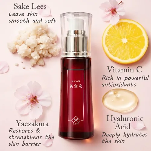 Vista 4 de Suero de vitamina C de flor de cerezo japonés Sakura y salvado de arroz Kuramoto-no-Shizuku