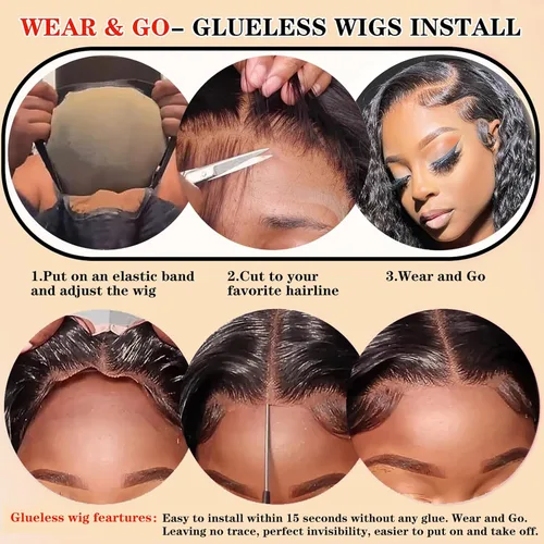 Vista 7 de Wear and Go - Pelucas de cabello humano prearrancadas precortadas 5x5 con cierre HD, pelucas de cabello humano ondulado profundo con encaje frontal