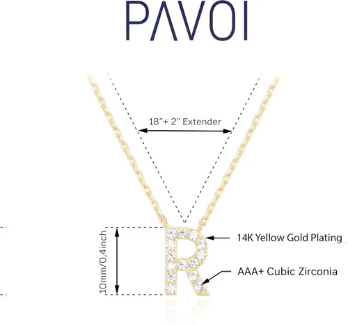 Vista 38 de PAVOI 14K White Gold Plated Cubic Zirconia Initial Necklace Letter Dainty Necklaces for Women