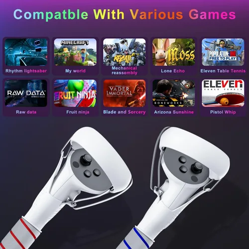 Vista 9 de Saqico Head Strap & 2 in 1 Long Arms & Handle Attachments Compatible with Oculus Quest 2 & Hand Controllers