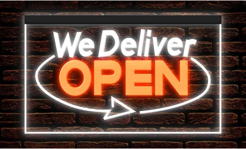 Vista 9 de 110020 We Deliver Open Services Cafe Fast food Shop Restaurant Display LED Light Neon Sign (12" X 8", 16 Colors By Remote)