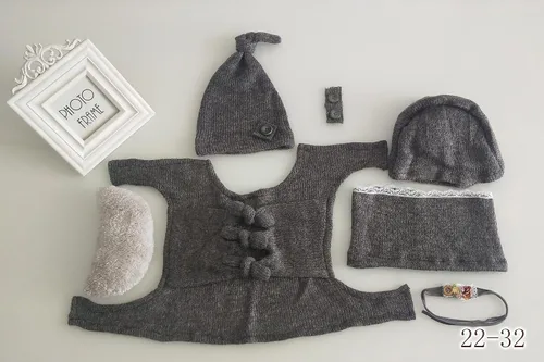 Vista 3 de Vemonllas Accesorios de fotografía para recién nacidos, sombrero para niños y niñas, envoltura de lazo, ayuda para posar, luna, tocado de flores