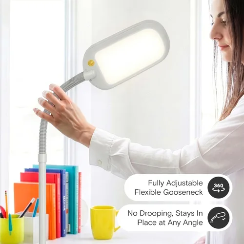 Vista 3 de Brightech Litespan - Lámpara de pie de lectura LED de segunda edición con LED blanco fresco, suave y cálido, atenuador integrado, diseño ajustable