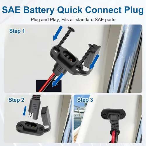 Vista 4 de Linkstyle 2 piezas de enchufe de alimentación SAE de 1 pie 10 AWG puerto de pared lateral a conector de junta tórica, cable de extensión SAE