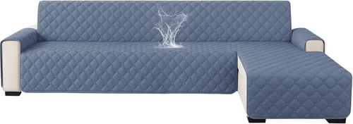 Vista 26 de XINEAGE Fundas 100% impermeables para sofá modular en forma de L, reversible, lavable, con botones de chaise plum flower, protector de muebles