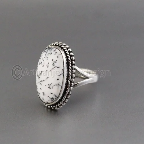 Vista 3 de Dendritic Agate Ring, Handmade Silver Ring, Minimalist Jewelry, Delicate Silver Ring, 925 Sterling Silver Ring, Bezel Setting Ring, Ring With Stone