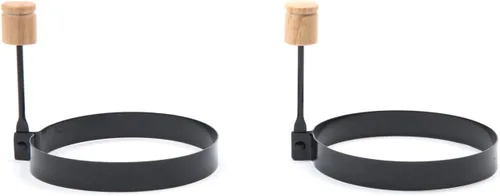 Vista 5 de Fox Run Anillo de huevo antiadherente con mango plegable, juego de 2