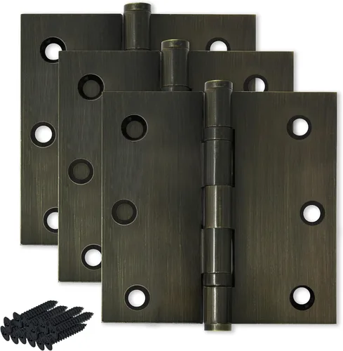 Vista 28 de Solid Brass Door Hinge Heavy Duty Ball Bearing 3.5 x 3.5 Inch - Set of 2 Hinges (Antique Brass)