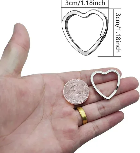 Vista 4 de Oubaka 30 llaveros divididos en forma de corazón, llaveros de metal para manualidades para la organización del hogar, oficina, proyectos de artes