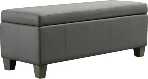 Vista 14 de 41" Storage Ottoman, Storage Bench with Safety Hinge, Upholstered Synthetic Leather Ottoman Bench for Bedroom, Living Room, Entryway, Hallway, Foot