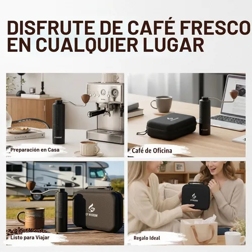 Vista 8 de Molinillo de café manual portátil con rebabas cónicas de acero
