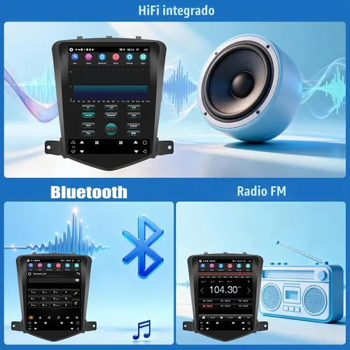 Vista 5 de Audio de alta fidelidad + ecualizador: 4Core 2G+64G para Chevrolet Chevy Cruze J300 2009-2015 Radio estéreo de coche, Android 13 9.7 pulgadas HD