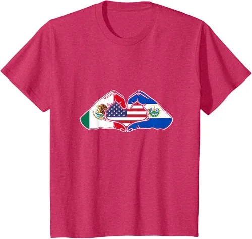 Vista 80 de Corazón manos México, El Salvador y Estados Unidos. Camiseta, Negro