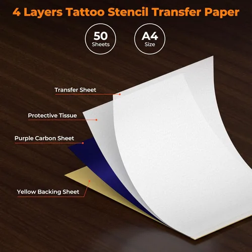 Vista 2 de MUNBYN ITP871 Papel de transferencia de tatuajes 50 hojas A4 Papel