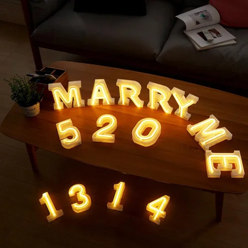 Vista 6 de Letras con luces de neón, 26 letras del alfabeto, letreros iluminados para luz de noche, para bodas, Navidad, fiestas de cumpleaños, alimentadas por
