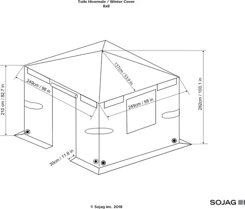 Vista 10 de Sojag Cubierta de invierno para cenadores, accesorio impermeable de 8 x 8 pies con puerta enrollable y paneles ventilados, almacenamiento al aire