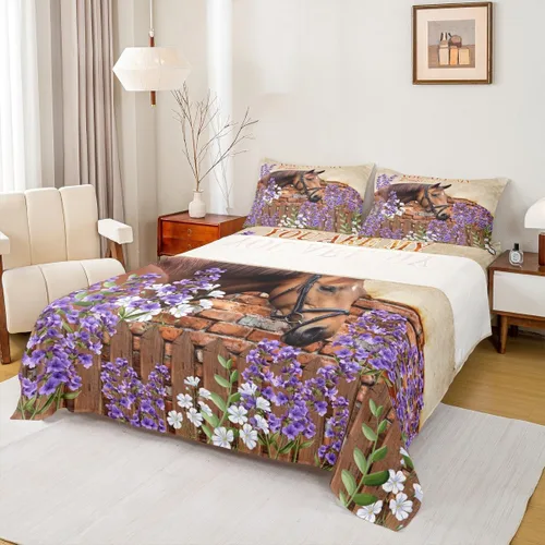 Vista 10 de Western Cowboy - Juego de sábanas para niños, tamaño individual, juego de ropa de cama rústica de herraduras, cactus y herraduras, decoración