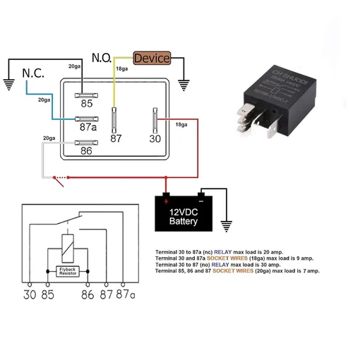 Vista 3 de Paquete de 4 relés micro de 5 pines, 12 V, 30 A, pequeño relé de arranque automotriz multiusos para motor de automóvil