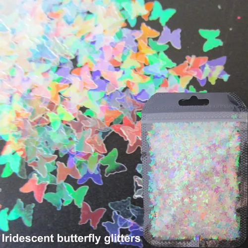 Vista 7 de LoveOurHome 2.12 oz con forma de mariposa, copos de purpurina gruesos, Mylar holográfico, lentejuelas, confeti, destellos, manicura, decoración