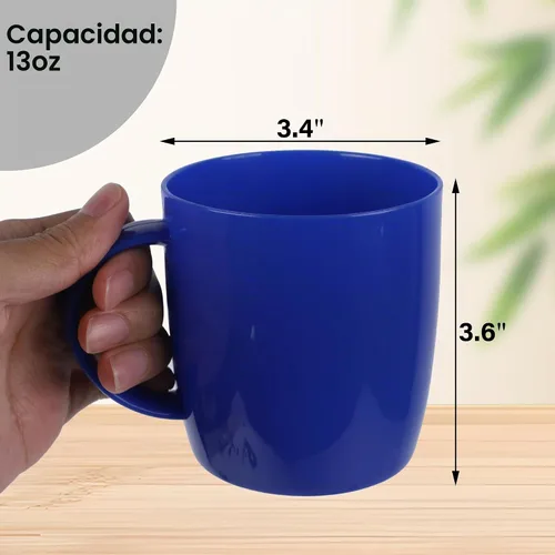 Vista 3 de fulong Vaso de plástico reutilizable con asa, sin BPA, apto para microondas y lavavajillas, grado alimenticio, PP, 13 onzas, taza de café y leche