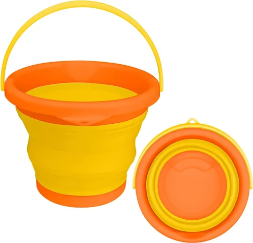 Vista 11 de Cubo de mopa plegable y cubo para hielo - 5L (1.3 galones) Cubo de polvo de silicona para limpieza del hogar, suministros de limpieza portátiles