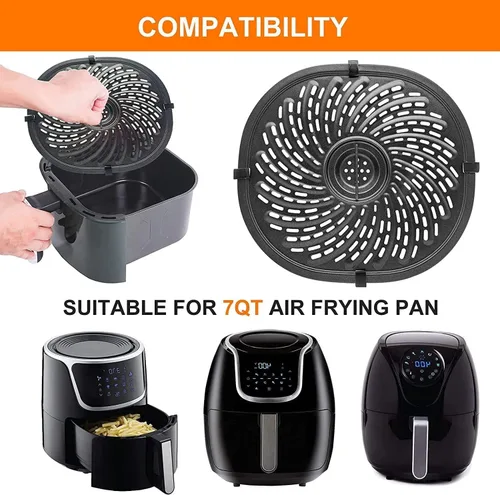 Vista 5 de Placa para freidora de aire para freidora de aire 7QT PowerXL Vortex/7QT Gowise/6.5QT Chefman freidoras de aire, antiadherente, rejilla de rejilla