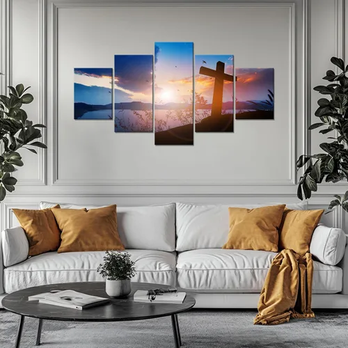 Vista 2 de Arte de Pared Cristiano Símbolo Religioso Cuadro Enmarcado Pintura de Cruz de Cristo Cruces Decoración de Pared Impresión en Lienzo de Cruz Póster