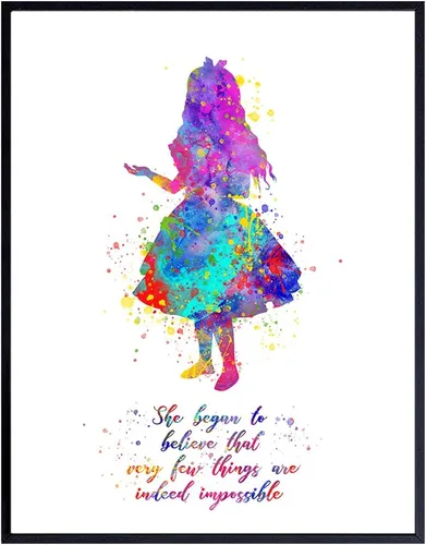 Vista 9 de Cita inspiradora – Impresión artística de pared del país de las maravillas de Alicia – Gran regalo motivacional – Póster de decoración de habitación