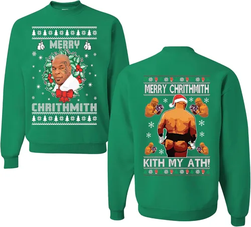 Vista 11 de wild custom apparel Merry Chrithmith Kith My Ath suéter feo de Navidad divertido con cuello redondo sudadera Negro