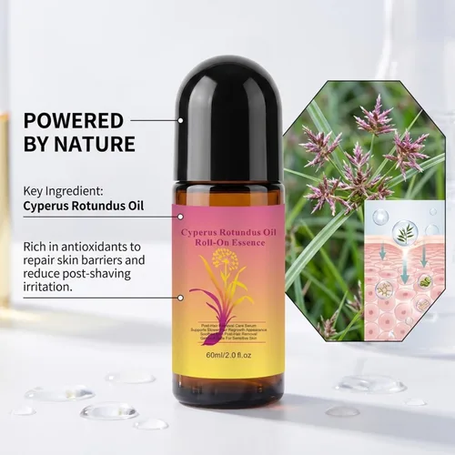 Vista 6 de Aceite natural Cyperus Rotundus para la reducción del cabello, aceite de depilación suave no irritante, hidrata profundamente y calma la piel