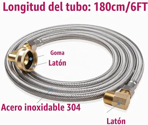 Vista 5 de Kit de manguera para lavavajillas, kit de manguera trenzada de acero inoxidable, línea de suministro de agua a prueba de explosiones con compresión