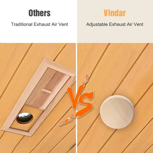 Vista 5 de Vindar Ventilación de aire para sala de sauna, 3.58 pulgadas, redonda, de madera, de Aspen, ventilación de aire de escape ajustable para sauna