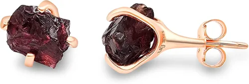 Vista 103 de Aretes de piedra preciosa natural en bruto con oro rosa sobre plata de ley 925, 6 a 0.276 in, regalo de piedra de nacimiento de calidad genuina