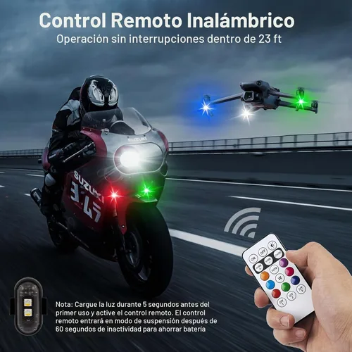 Vista 2 de XINGWU - 4 luces estroboscópicas LED inalámbricas con control remoto, 8 colores, carga USB, impermeables, luces de emergencia, luz para roca