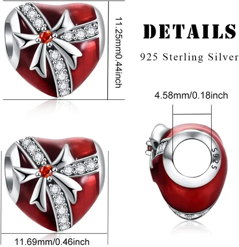 Vista 5 de DALARAN Dijes de Navidad para pulsera de plata de ley, copo de nieve azul con circonita cúbica para mujer