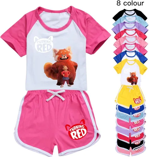 Vista 2 de Conjunto de ropa de verano de 2 piezas de camiseta y pantalones cortos para niñas pequeñas