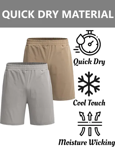 Vista 4 de COOFANDY Pantalones cortos de entrenamiento de gimnasio para hombre de 7 pulgadas, paquete de 2 pantalones cortos deportivos de secado rápido