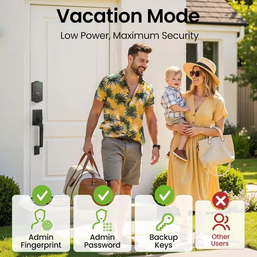 Vista 8 de GHome Smart Cerrojo de Seguridad, Cerradura de Puerta sin Llave con Código de Huella Dactilar para Puerta Delantera, Bloqueo Automático, Control por
