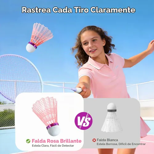 Vista 5 de HIRALIY Paquete de 12/24 pelotas de nailon de bádminton Birdies, volante duradero para patio trasero y práctica de bateo de béisbol, resistente al