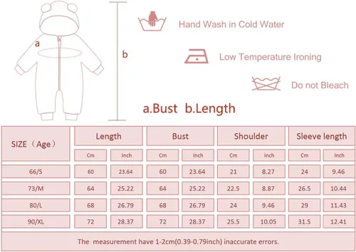 Vista 3 de Happy Cherry Baby Snowsuit Winter Coat Warm Hoodie Romper Puffer Jacket