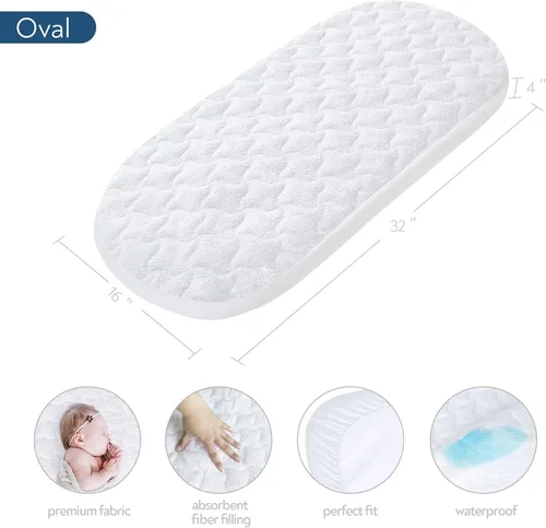 Vista 3 de Múltiples tamaños (16 tamaños), funda de colchón para moisés y moisés UPPABaby, protector de colchón acolchado impermeable, superficie de rizo