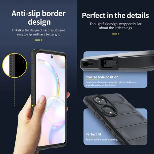 Vista 4 de Funda de teléfono con bolsa de aire para Huawei Nova 9, forro de microfibra para Honor 50, funda de silicona linda delgada suave antideslizante Negro