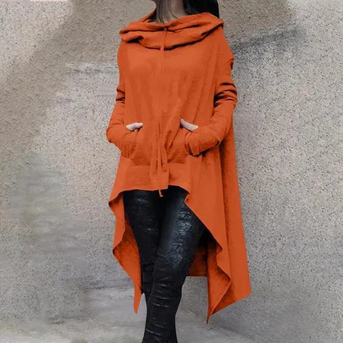 Vista 2 de Kuluzego Traje de vacaciones con capucha para mujer, con cuello redondo, plisado, con capucha, para otoño e invierno 2024 T5