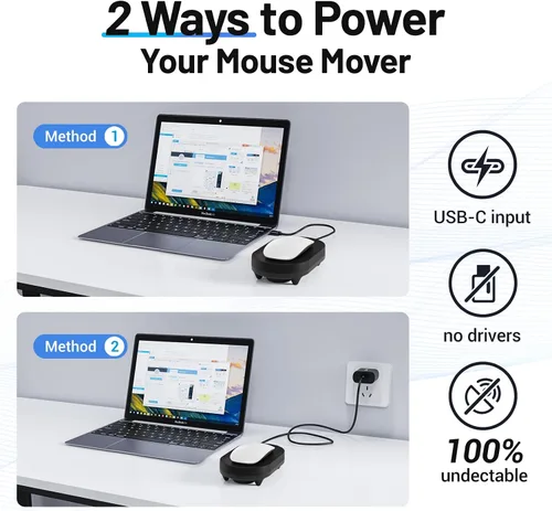 Vista 4 de HONKID - Jiggler para mover el ratón indetectable con interruptor de encendido/apagado y puerto USB, sin necesidad de controladores, simula