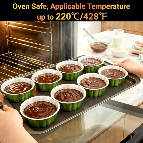 Vista 4 de Beasea Paquete de 100 moldes desechables para hornear, 8 onzas, 235ml, de papel de aluminio desechables, sin tapas, mini pudín de tarta de queso